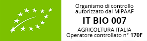 Organismo di controllo autorizzato dal MiPAAF IT BIO 007 Agricoltura Italia, operatore controllato n° 170F